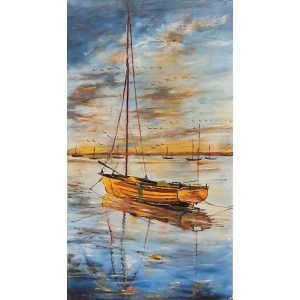 Abdul Hameed, 12 x 24 inch, Acrylic on Canvas, Seascape Painting, AC-ADHD-141